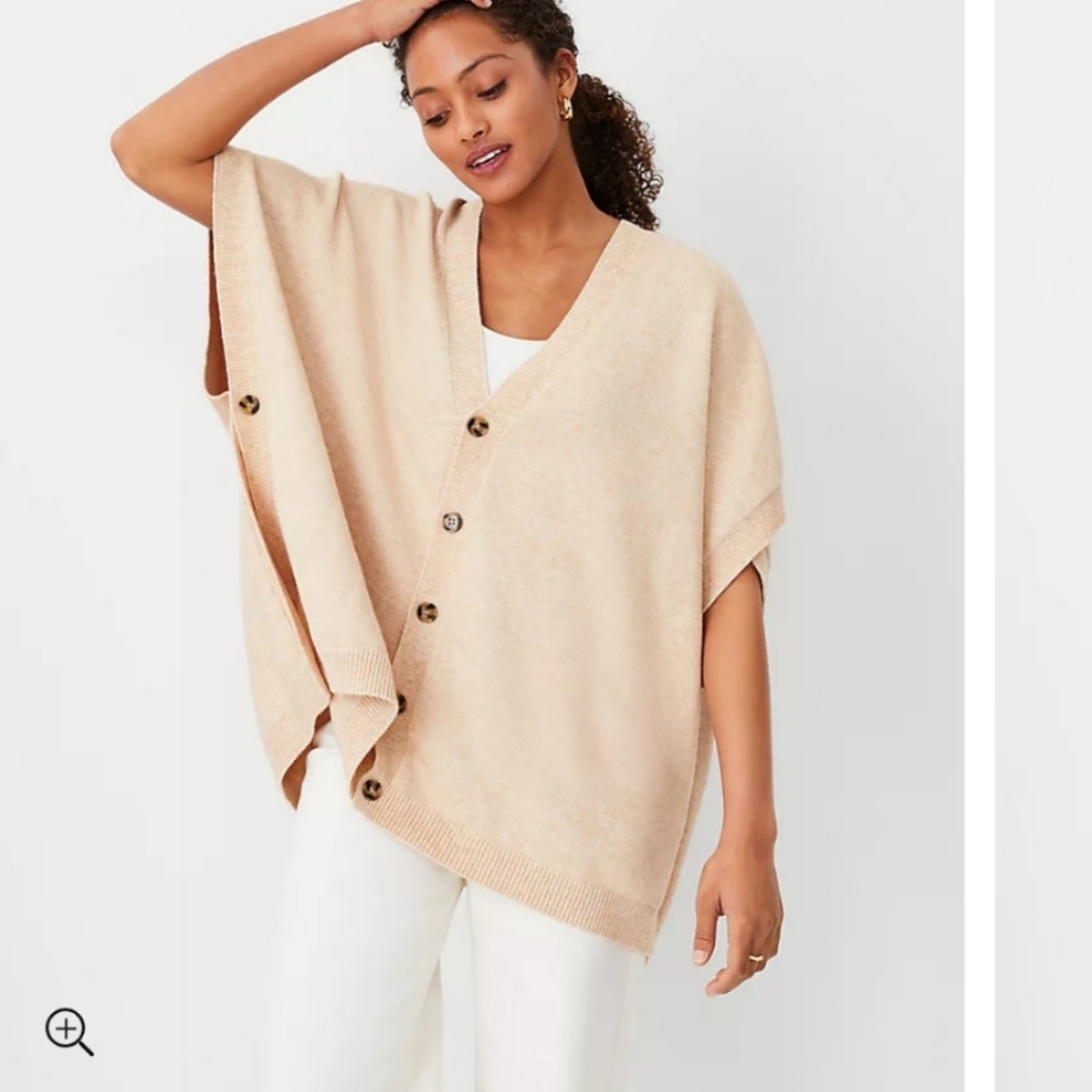 NWT Ann Taylor V-Neck Button Poncho